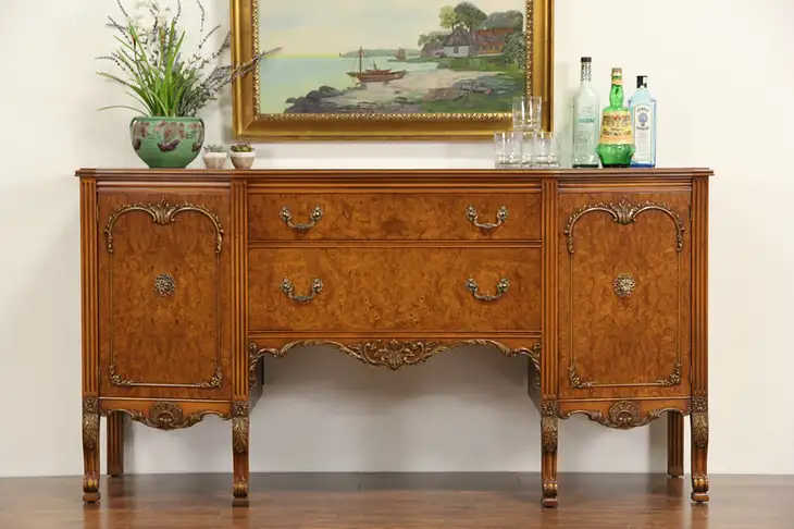 Regency Style Carved 1940's Vintage Sideboard, Server or Buffet