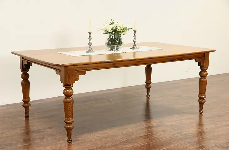 Country Pine 1870's Antique 6' 10" Farmhouse Harvest Dining Table