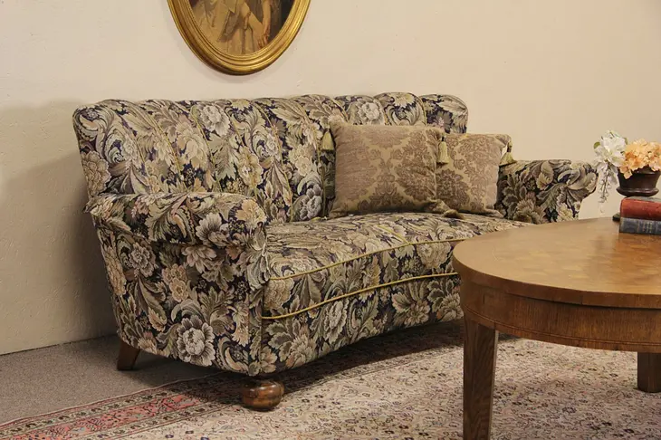 Scandinavian 1940's Vintage Channel Tufted Sofa