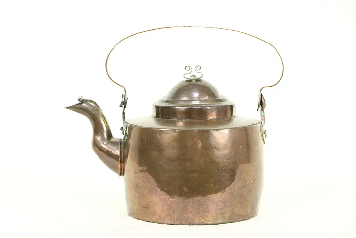 Swedish Copper 1870's Antique Hand Dovetailed Tea Kettle or Pot