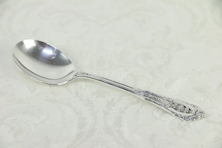 Sterling Silver 6" Cream Soup Spoon, Rose Point by Wallace #30144