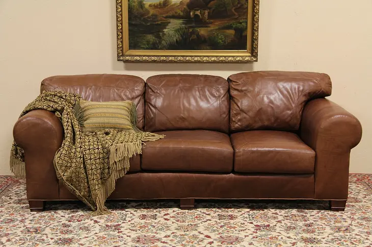 Whittemore Sherrill Saddle Leather Sofa