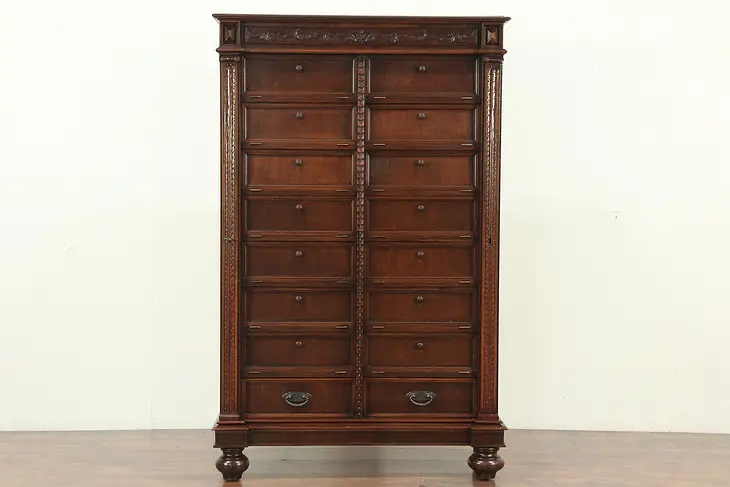Collector, Wine or Music File Cabinet, 16 Compartments, Sidelocks, Italy #29079