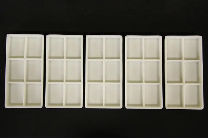 Set of 5 Dentist Milk Glass 6 Compartment Dental Tool Trays