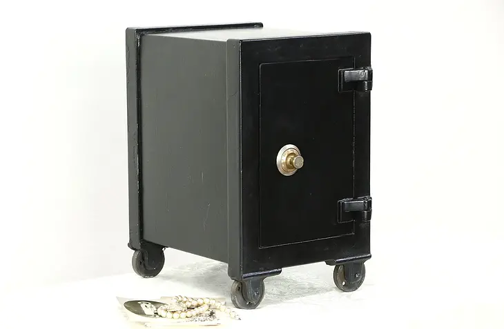 Iron Safe with Combination Lock or 1900 Antique Chairside Table, Black Paint