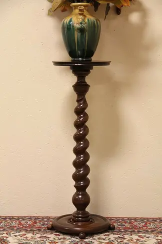 Oak Spiral Antique Art Pedestal or Plant Stand