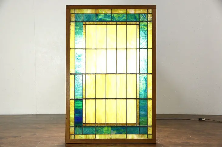 Arts & Crafts 1900 Antique Craftsman Architectural Salvage Stained Glass Window