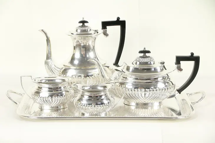Sheffield English Silver Plate Antique 5 Pc. Set Coffee & Tea Service #29502
