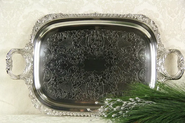 Engraved Vintage Silverplate Tray, Signed Blackinton