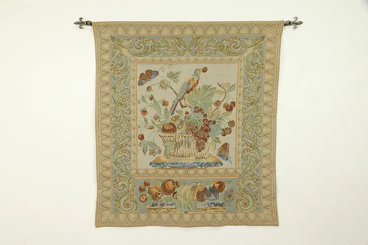 Tapestry of a Bird, Butterfly, and Fruit, Hanging Rod #31175