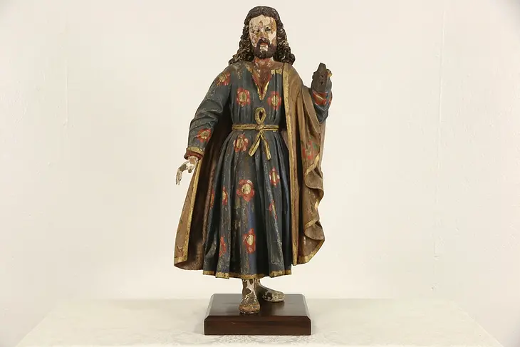 Santo Sculpture of Jesus, Spanish Colonial Latin American Statue, early 1800's