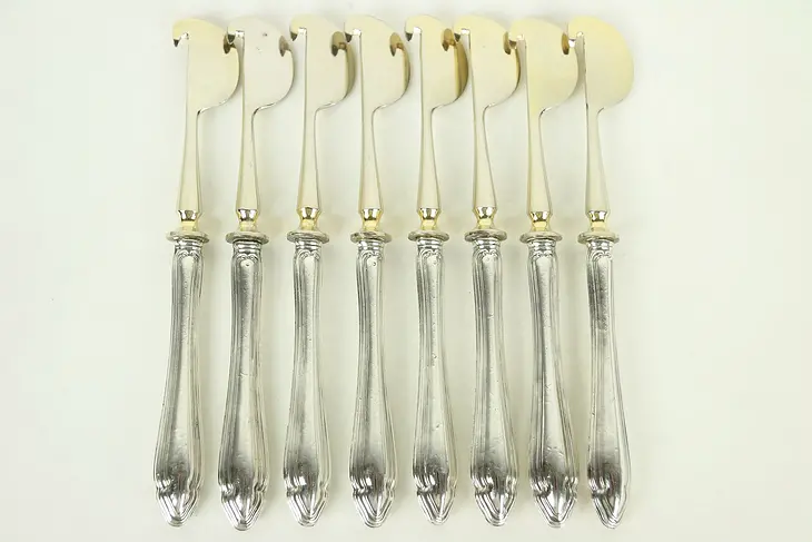 Set of 8 Antique European Silver Fruit or Cheese Knives #28891