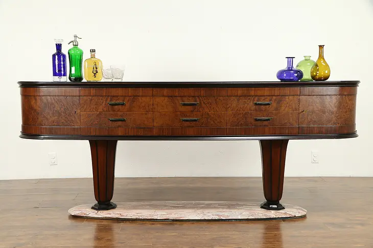 Italian Art Deco Antique Console or Sideboard, Rosewood & Marble #31368