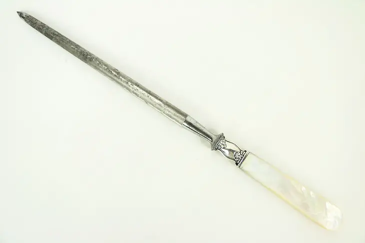 Pearl Handle Antique Knife Honer or Sharpener, Sterling Silver Shank #28895