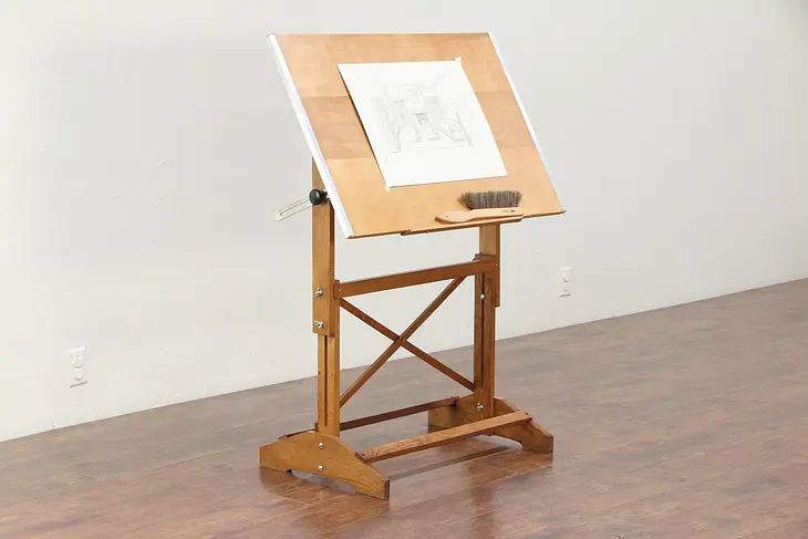 Drafting Table, Vintage Adjustable Artist Desk, Wine Table or Island #29314