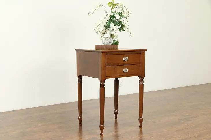 Sheraton Antique Cherry 1830's Nightstand or Lamp Table, New England #31331