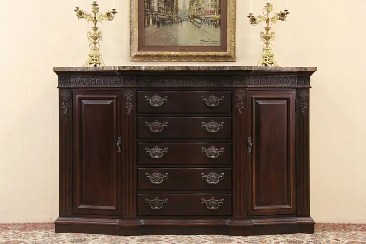 Bernhardt Marble Top Sideboard or Console Cabinet