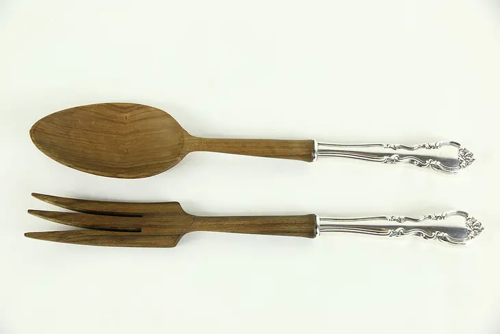 Easterling American Classic Sterling Silver Salad Set, Olive Wood