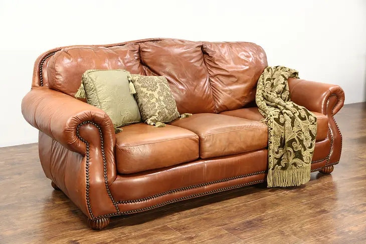 Leather Sofa, Brass Nailhead Trim, Viewpoint Leather Works 2005