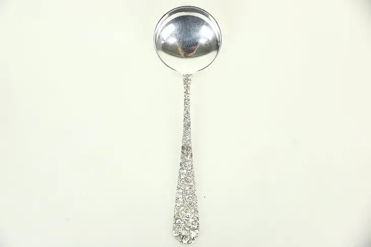 Round Cream Soup Spoon, Repousse Sterling Silver by Kirk Stieff