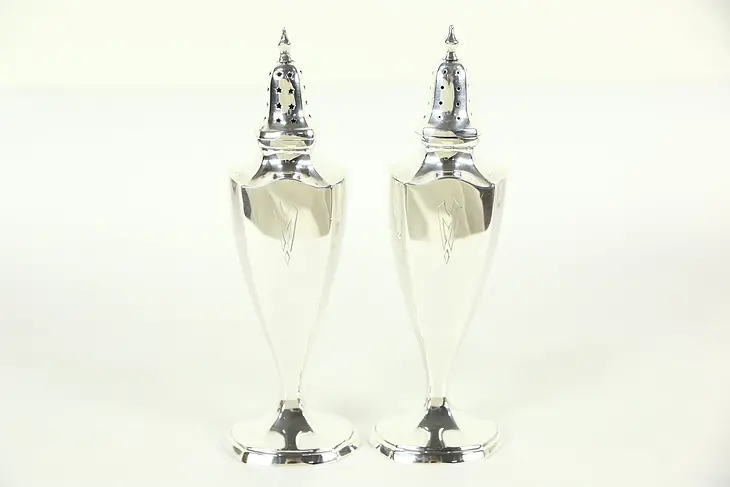 Pair Sterling Silver Salt & Pepper Shakers, Minuet by International, M Mono