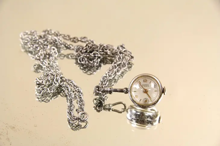 Swiss Vintage Semca Pendant Necklace Exposed Escapement Watch