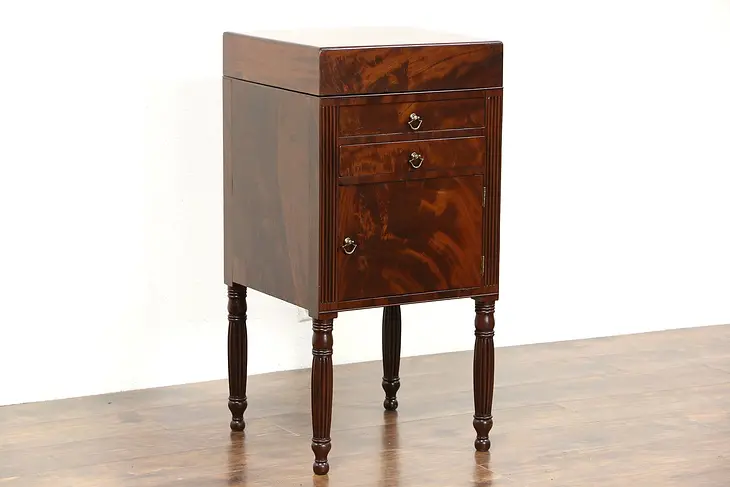 Georgian 1820 Antique English Wash Stand, Pedestal Cabinet or Nightstand