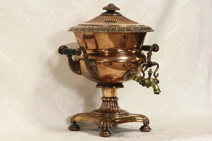 Copper & Brass Antique 1890 Samovar Tea Kettle