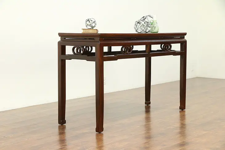 Chinese Carved Antique Ash Hall Console or Sofa Table #30324