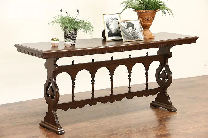 Sofa or Hall Console Table, Signed Newton & Hoit, Chicago 1920's