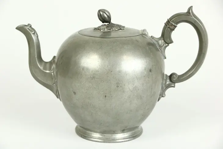 English 1870's Antique Pewter Teapot, Signed Dixon of Sheffield