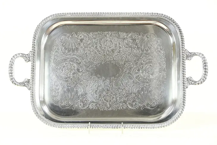 Silverplate Vintage Engraved 24" Serving Tray