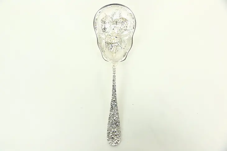 Embossed Berry Serving Spoon Repousse Sterling Silver by Kirk Stieff