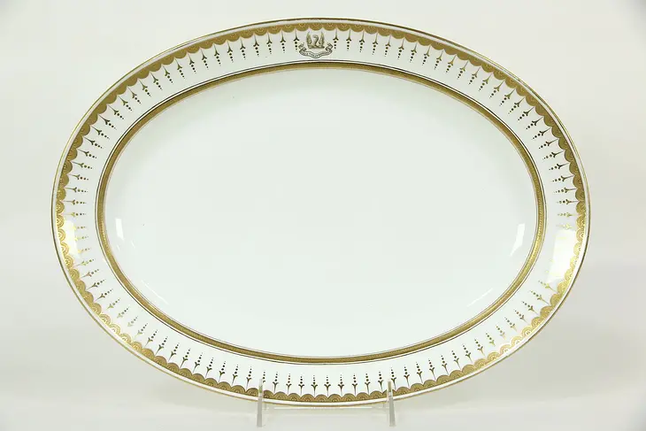 Minton Gold Rim Oval Platter, She Flies with her Own Wings Motto