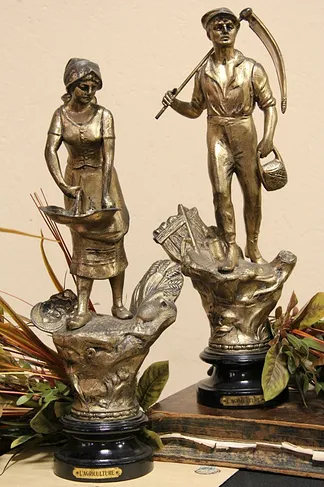 L'Agriculture Statues, Pair of Antique French Sculptures