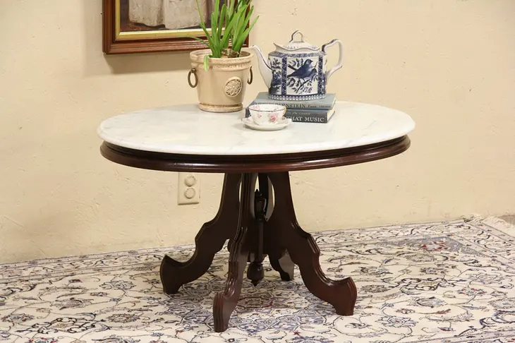 Marble Top Victorian Coffee Table, Shortened from 1880 Table