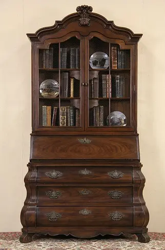 Henredon Four Centuries Vintage Secretary Desk & Bookcase Display Top