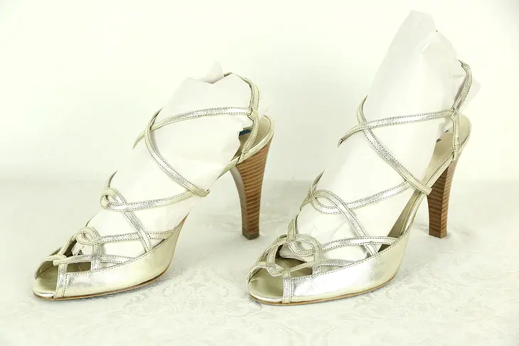 DANIBLACK Strappy Gold Stiletto Heels Sandals sz 9M