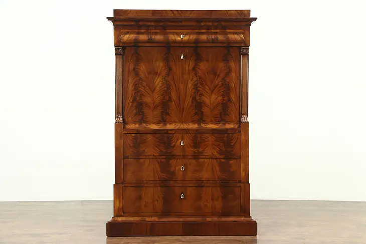 Biedermeier or Empire Antique Secretary Desk, Interior Room Illusion #28801