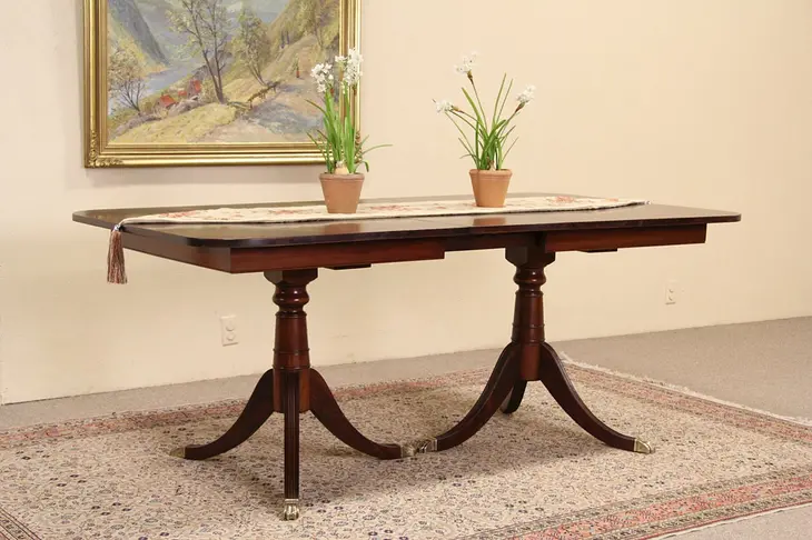 Traditional 1940's Vintage Mahogany Dining Table, Leaf
