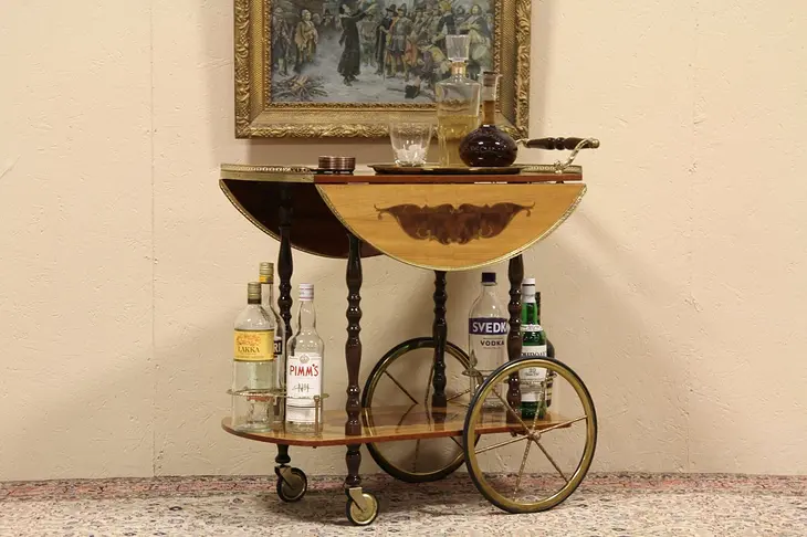 Italian Marquetry Dessert Cart or Beverage Trolley