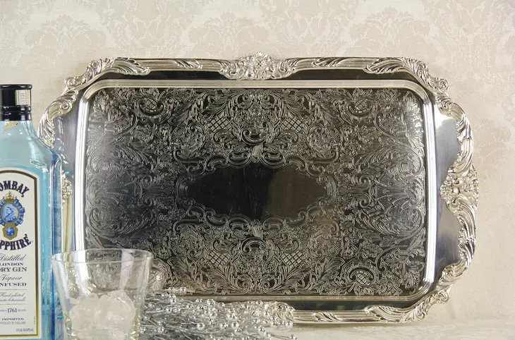 Engraved Vintage Reed & Barton Silverplate Tray, Signed King Francis