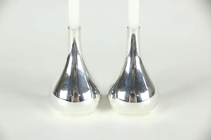 Dansk France Signed Midcentury Modern Pair of Tiny Taper Candleholders