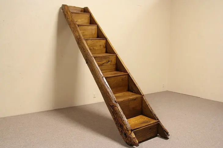 Loft Steps or Staircase, Architectural Salvage Hand Carved