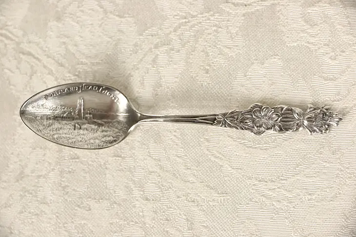 Portland ME Lighthouse Sterling Silver 1900 Antique Souvenir Spoon