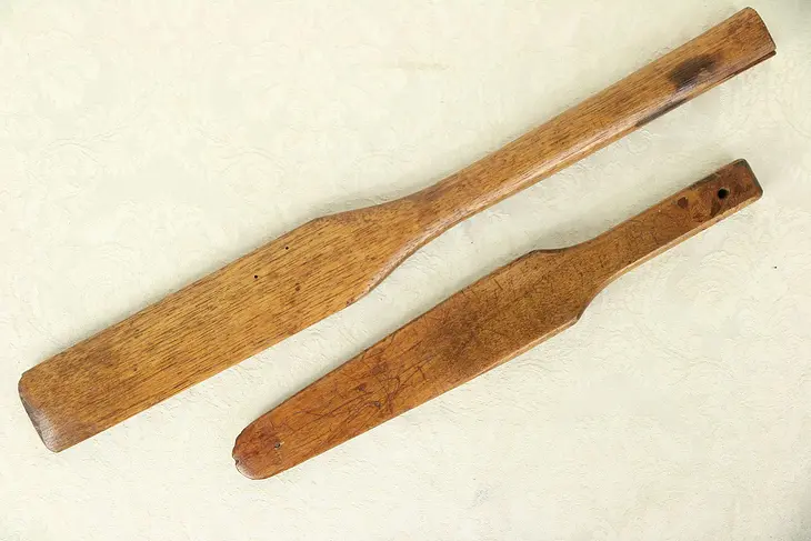 Pair of Hand Carved Antique Kitchen Paddles #29403