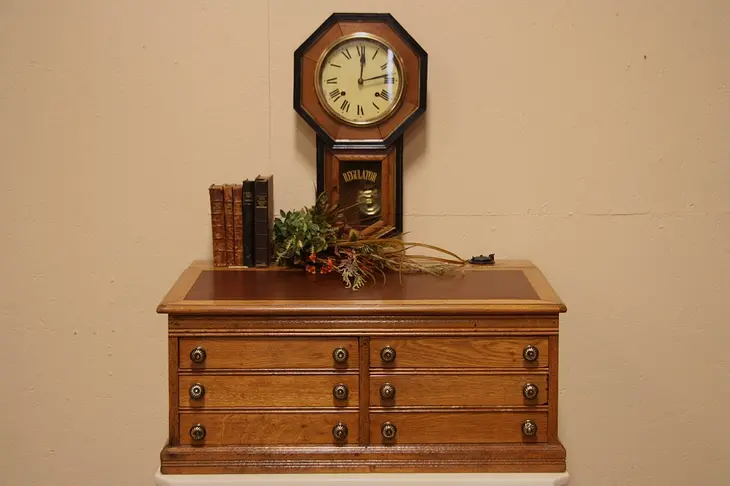 Victorian Oak Spool Cabinet Desk or Jewelry Chest