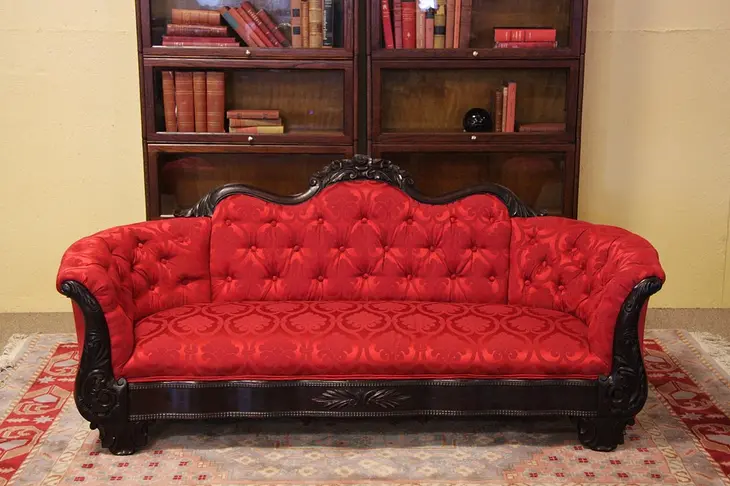 Victorian Carved Mahogany Antique Sofa