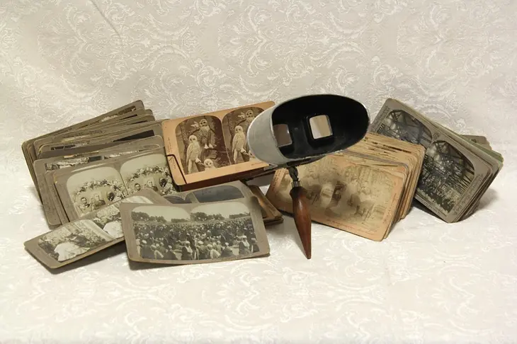 Stereoscope Underwood Antique NYC Pat. 1901 & 100 Cards