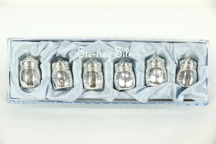 Set of 3 Pairs of Individual Sterling Silver Salt and Pepper Shakers, Signed VL